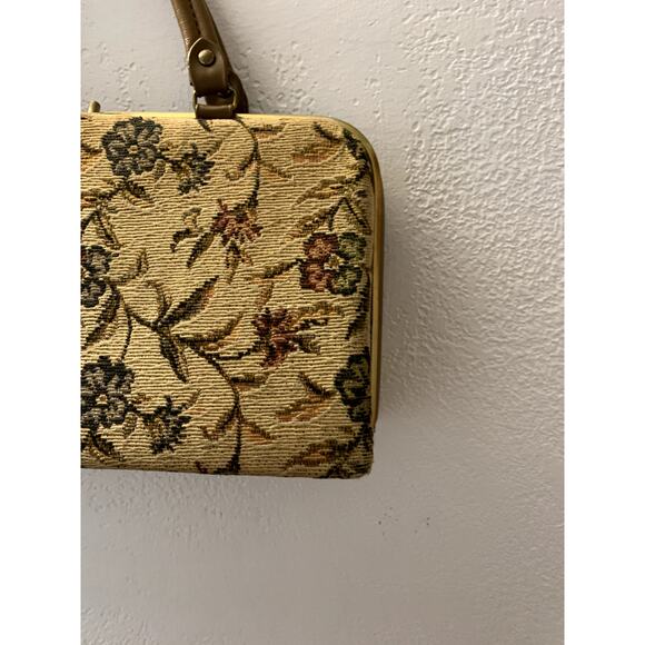 Vintage Tapestry Floral Satchel Kiss lock Handbag -Needlepoint - Picture 6 of 14